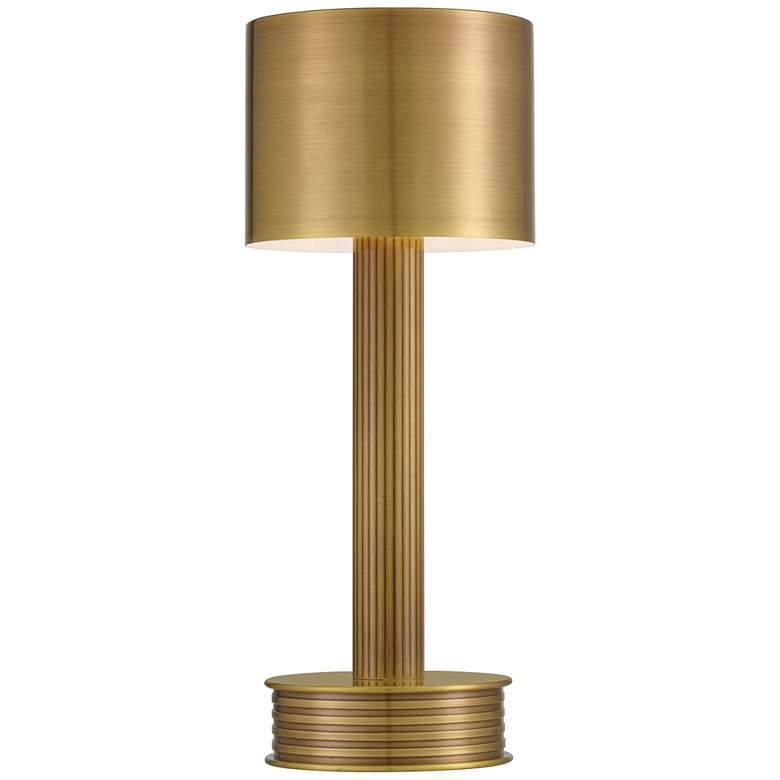 Image 1 Currey & Company 13.0" Traverse Brass Cordless Rechargeable Table Lamp