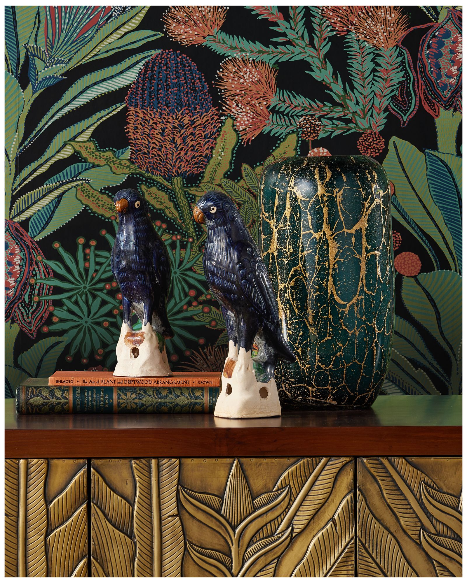 Image 4 Currey & Company 13.5" Vitry Green & Gold Vase more views