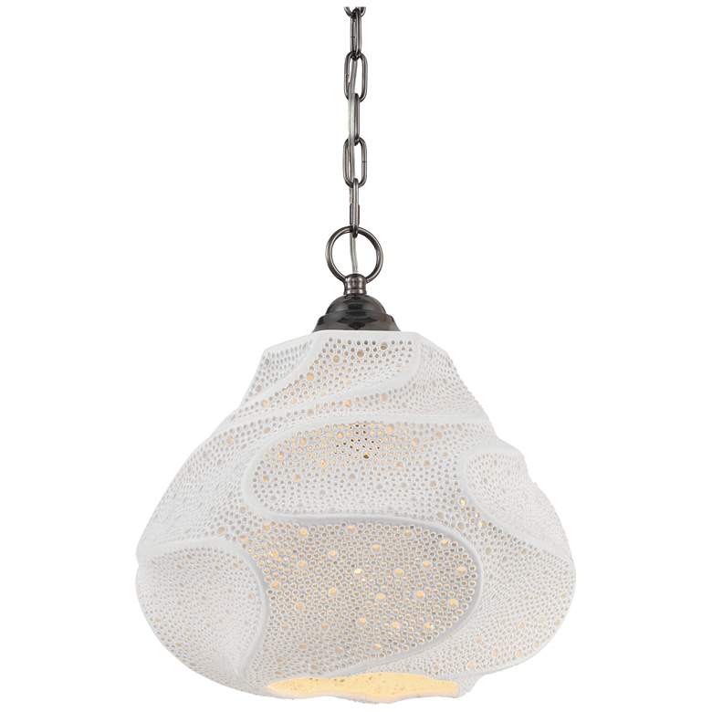 Image 1 Currey & Company 15.25" Wintershall White 1-Light Pendant