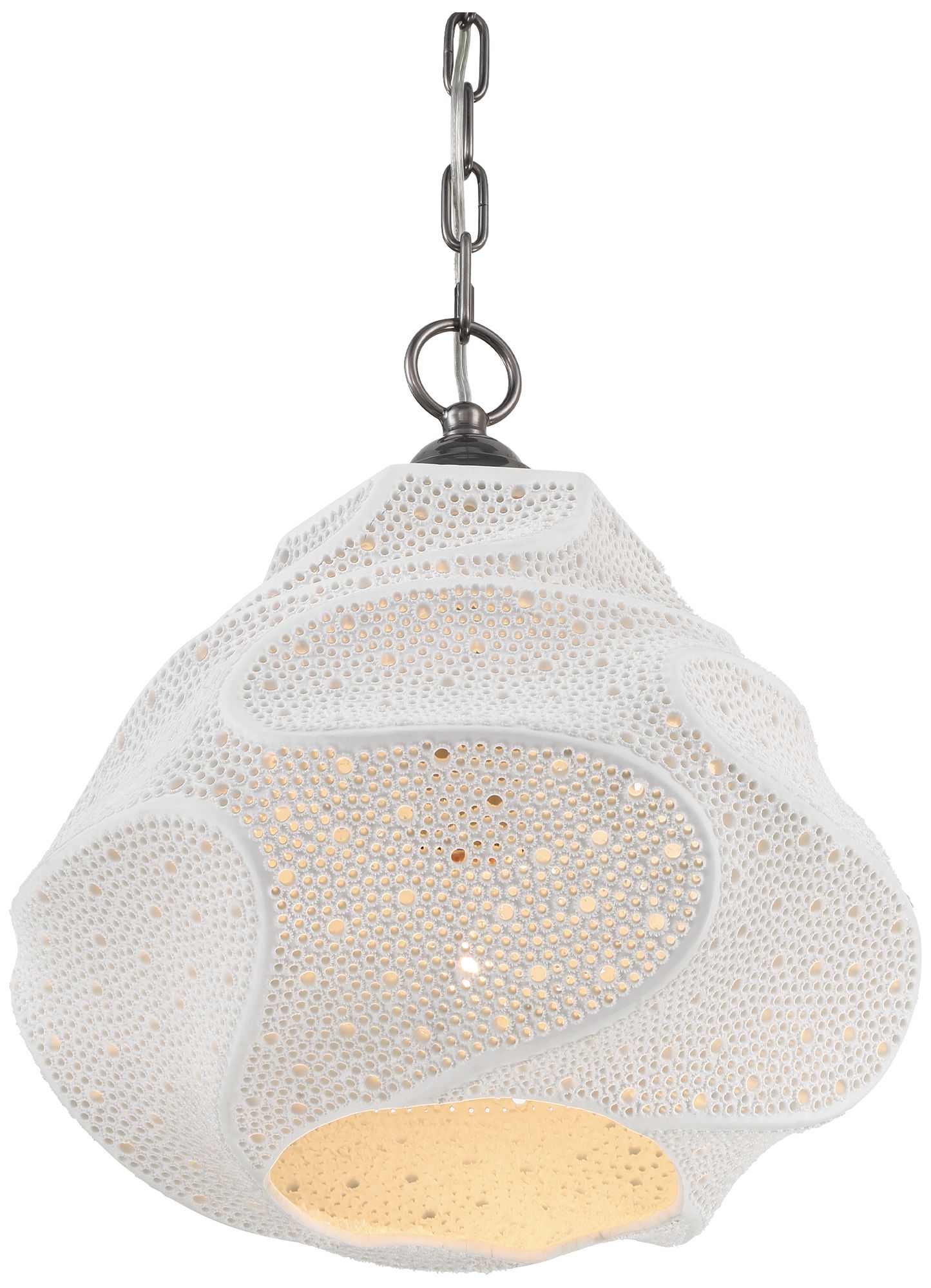 Image 3 Currey & Company 15.25" Wintershall White 1-Light Pendant more views