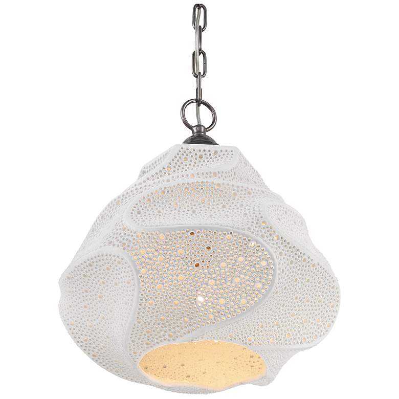 Image 3 Currey & Company 15.25" Wintershall White 1-Light Pendant more views
