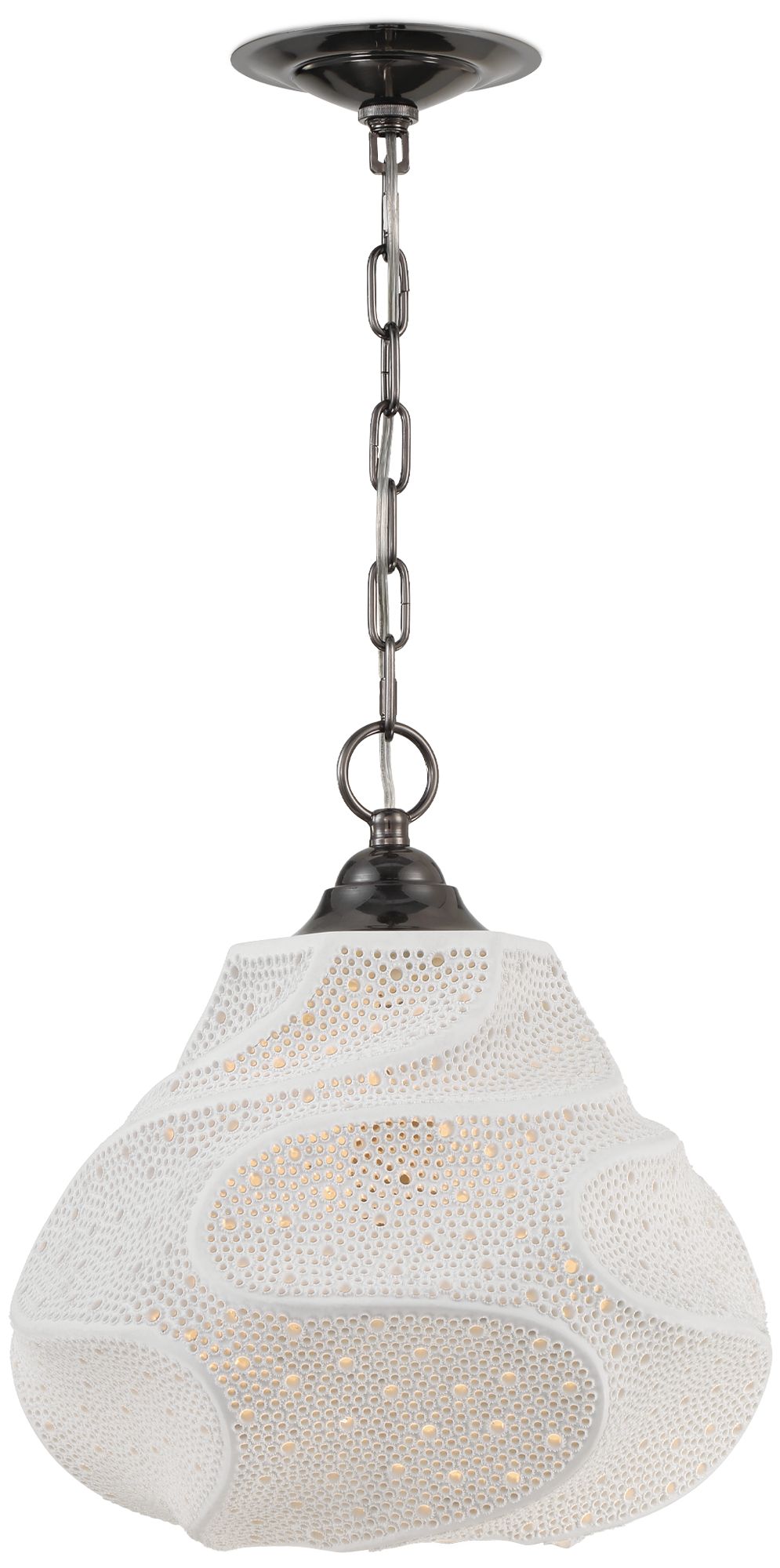 Image 4 Currey & Company 15.25" Wintershall White 1-Light Pendant more views