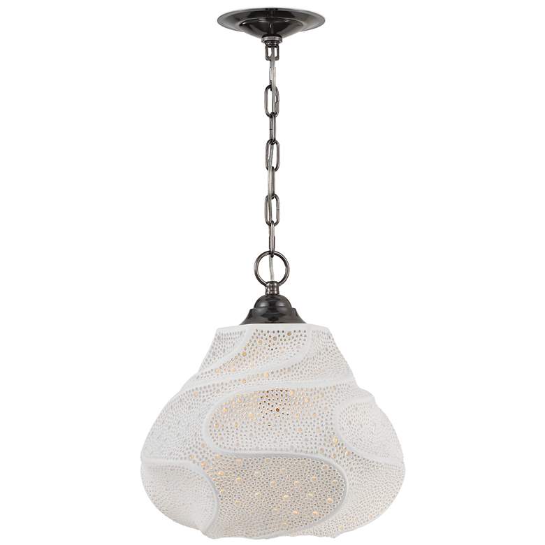 Image 4 Currey & Company 15.25" Wintershall White 1-Light Pendant more views