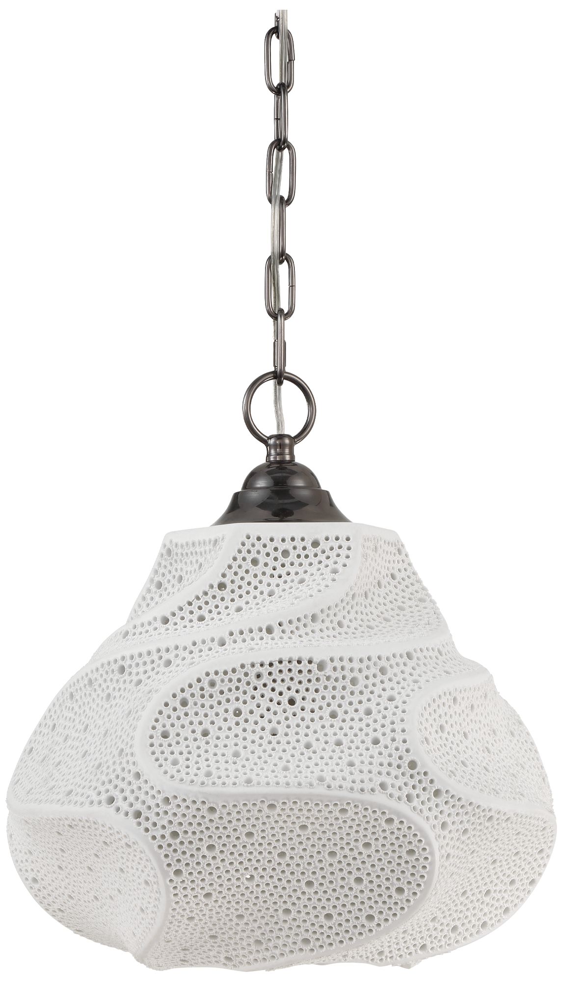 Image 5 Currey & Company 15.25" Wintershall White 1-Light Pendant more views