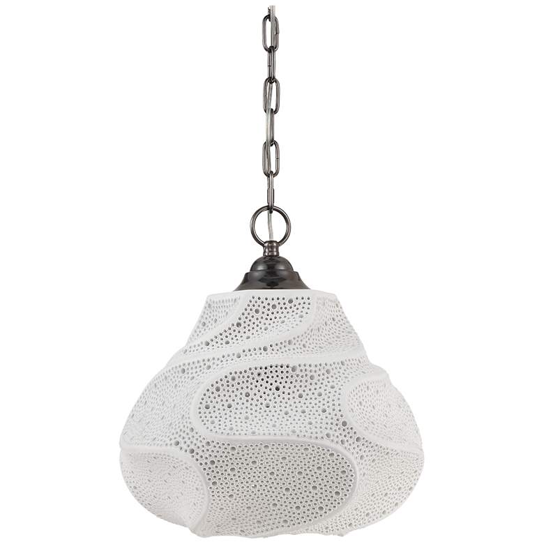 Image 5 Currey & Company 15.25" Wintershall White 1-Light Pendant more views
