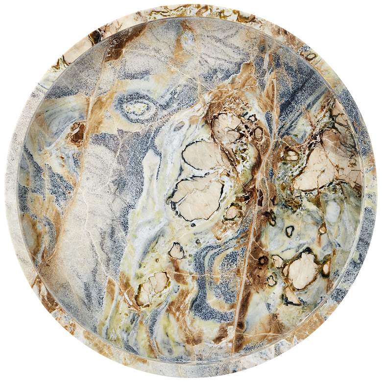 Image 4 Currey & Company 15.75" Freya Floral Jade Marble Tray more views