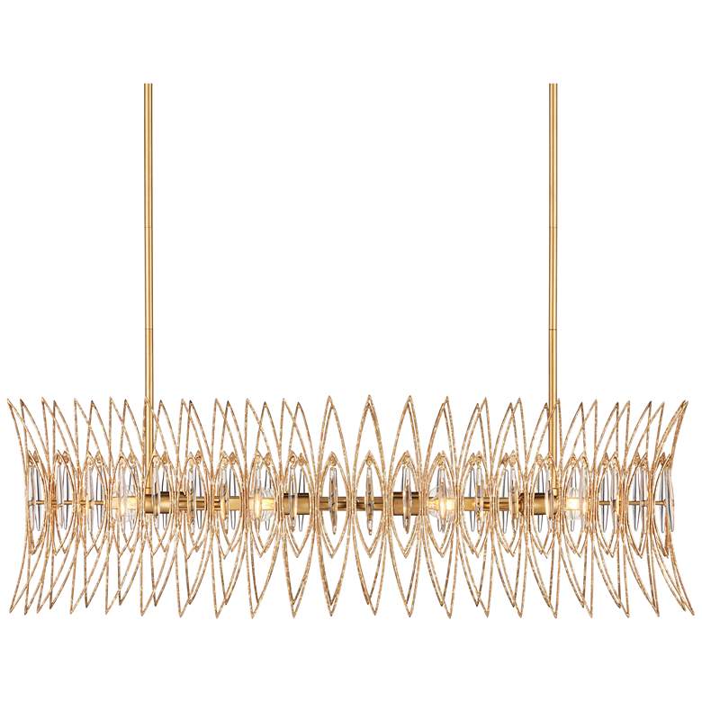 Image 1 Currey & Company 16.75" Marquise Oval Gold 8-Light Chandelier
