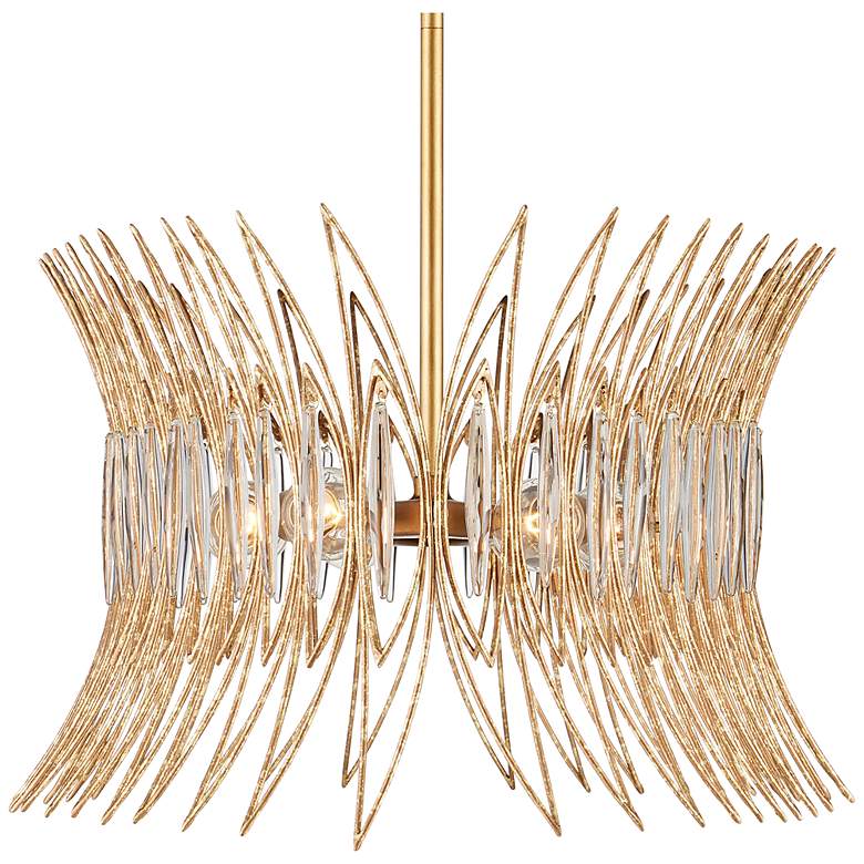 Image 4 Currey & Company 16.75" Marquise Oval Gold 8-Light Chandelier more views