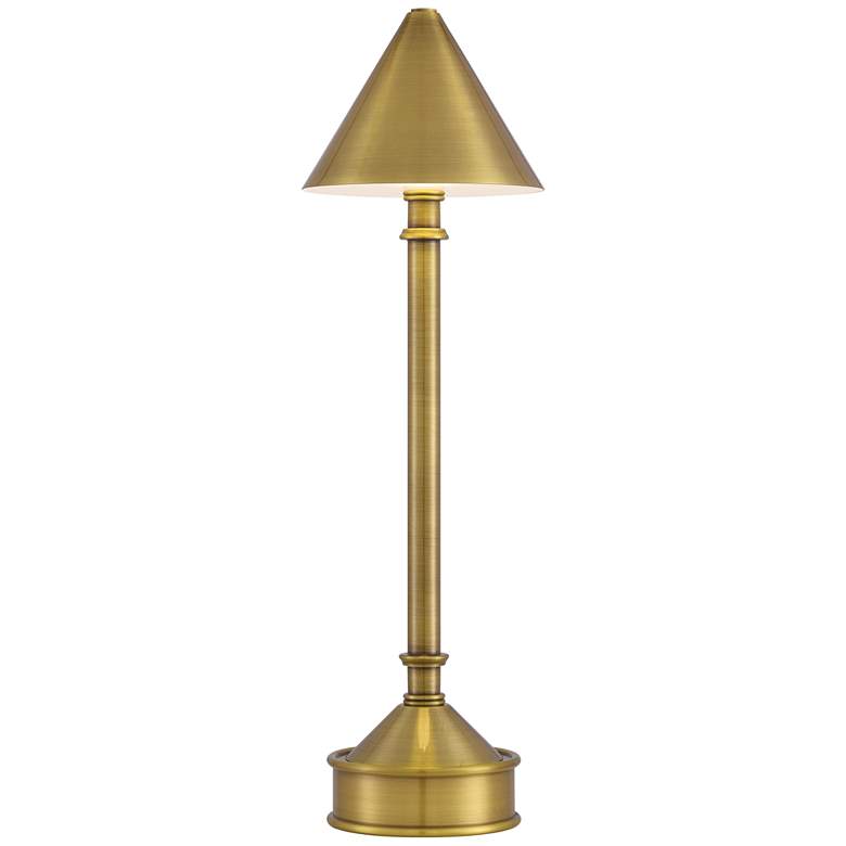 Image 1 Currey & Company 18.0" Traipse Brass Cordless Rechargeable Table Lamp