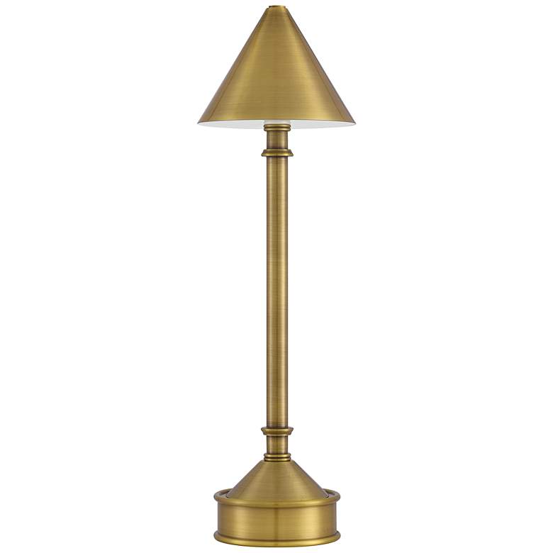 Image 3 Currey & Company 18.0" Traipse Brass Cordless Rechargeable Table Lamp more views
