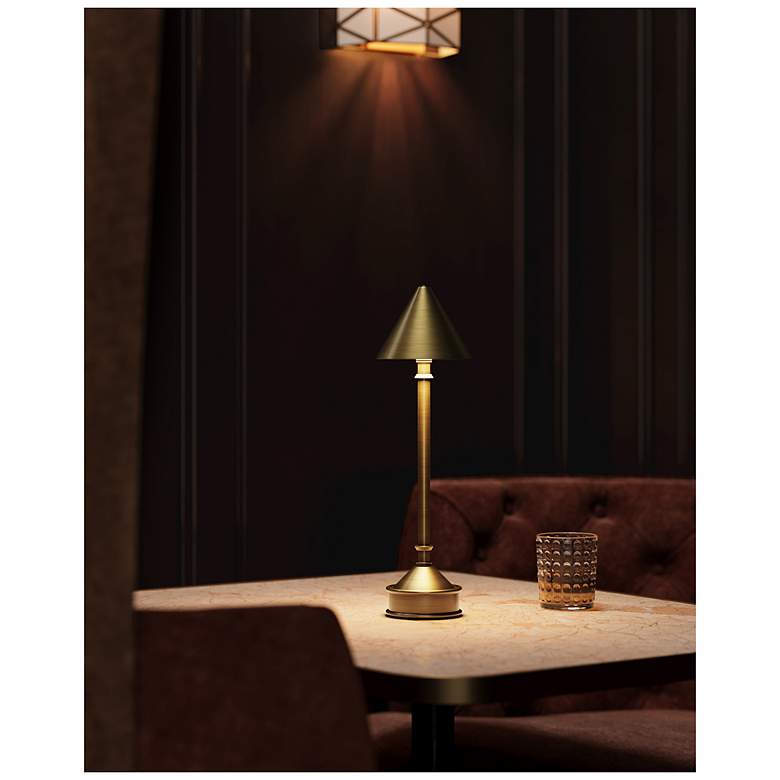 Image 7 Currey & Company 18.0" Traipse Brass Cordless Rechargeable Table Lamp more views