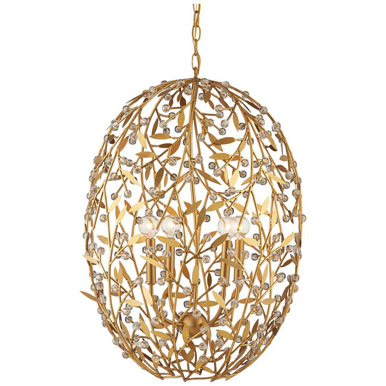 Image 1 Currey & Company 20.5" Secret Garden Gold 4-Light Chandelier