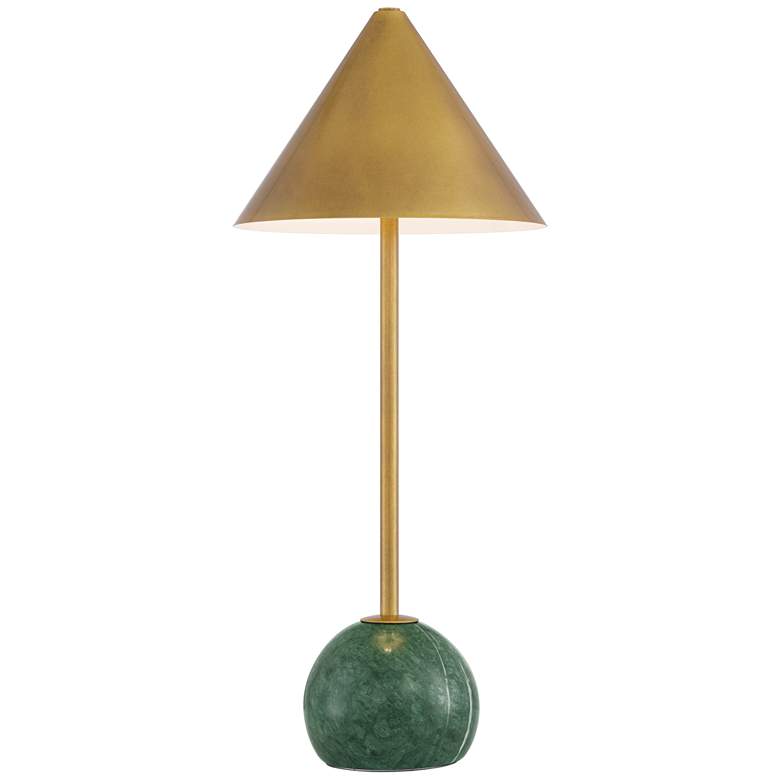 Image 1 Currey & Company 21.0" Journey Green & Brass Cordless Recharge Table Lamp