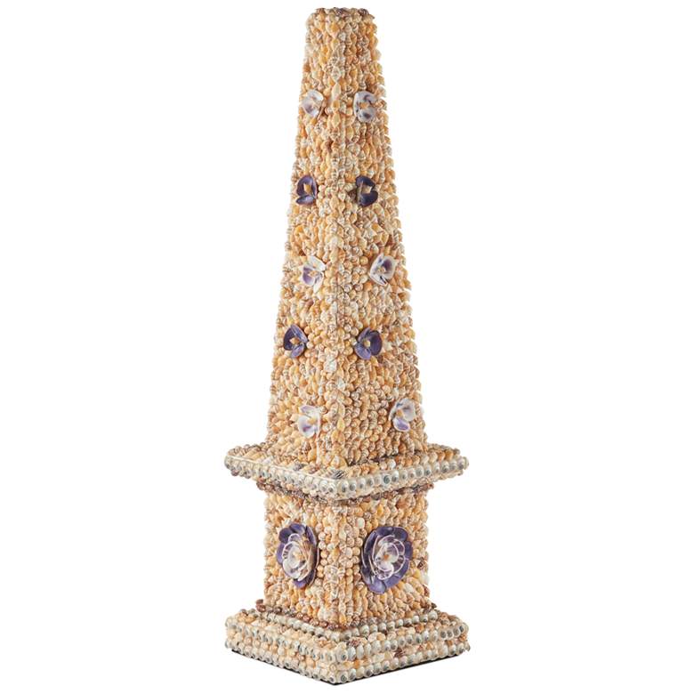 Image 1 Currey & Company 22.75" x 6.25" x 6.25" Coquillage Short Obelisk