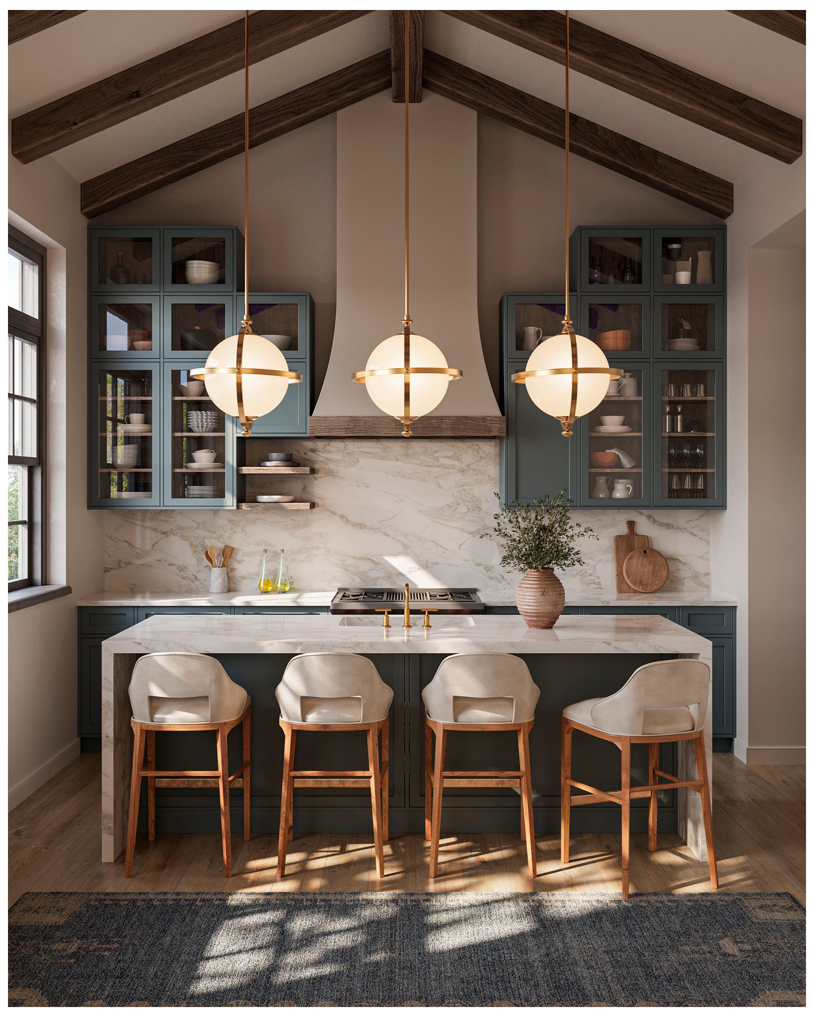 Currey & Company 22" Wide Brass Pendant