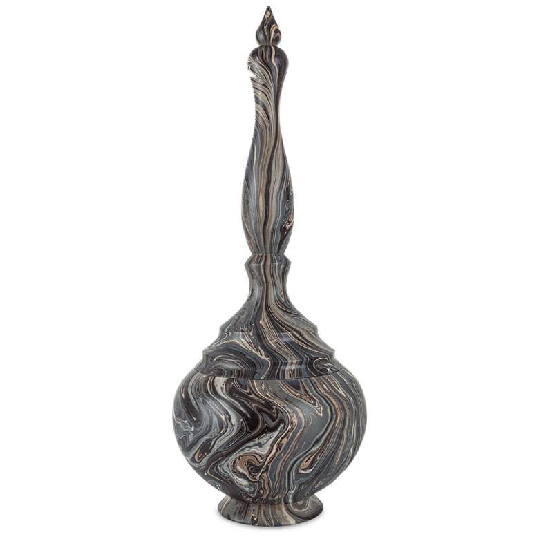 Image 1 Currey & Company 25.5" Marbleized Short Turret Box