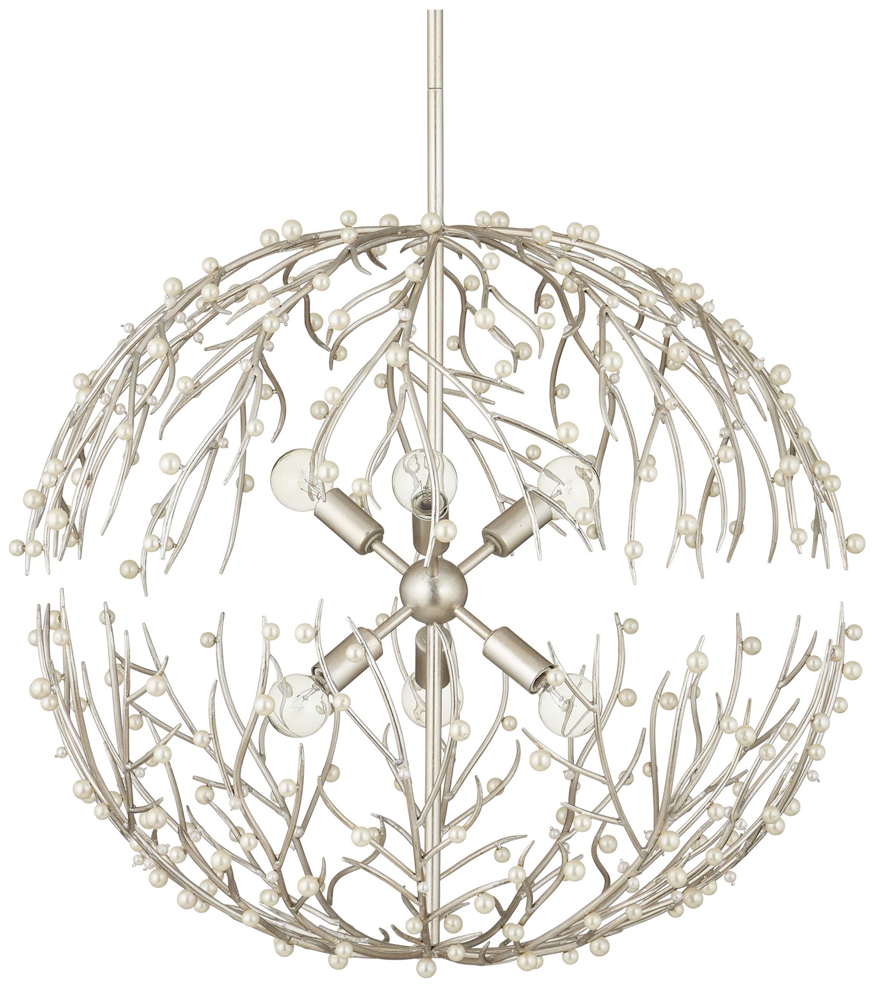 Image 4 Currey & Company 25.5" Shinju Pearl Orb 6-Light Chandelier more views