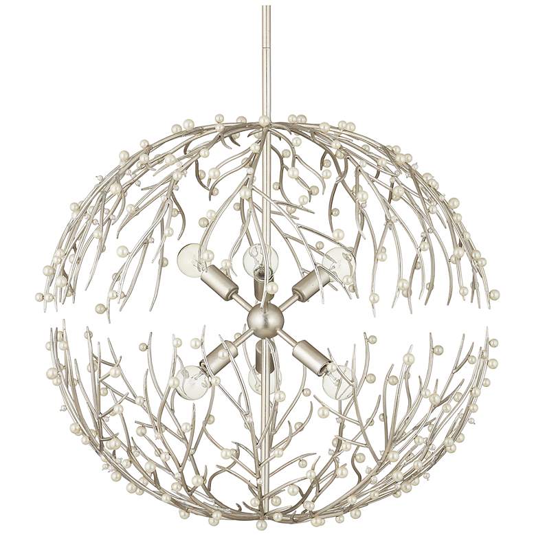 Image 4 Currey & Company 25.5" Shinju Pearl Orb 6-Light Chandelier more views