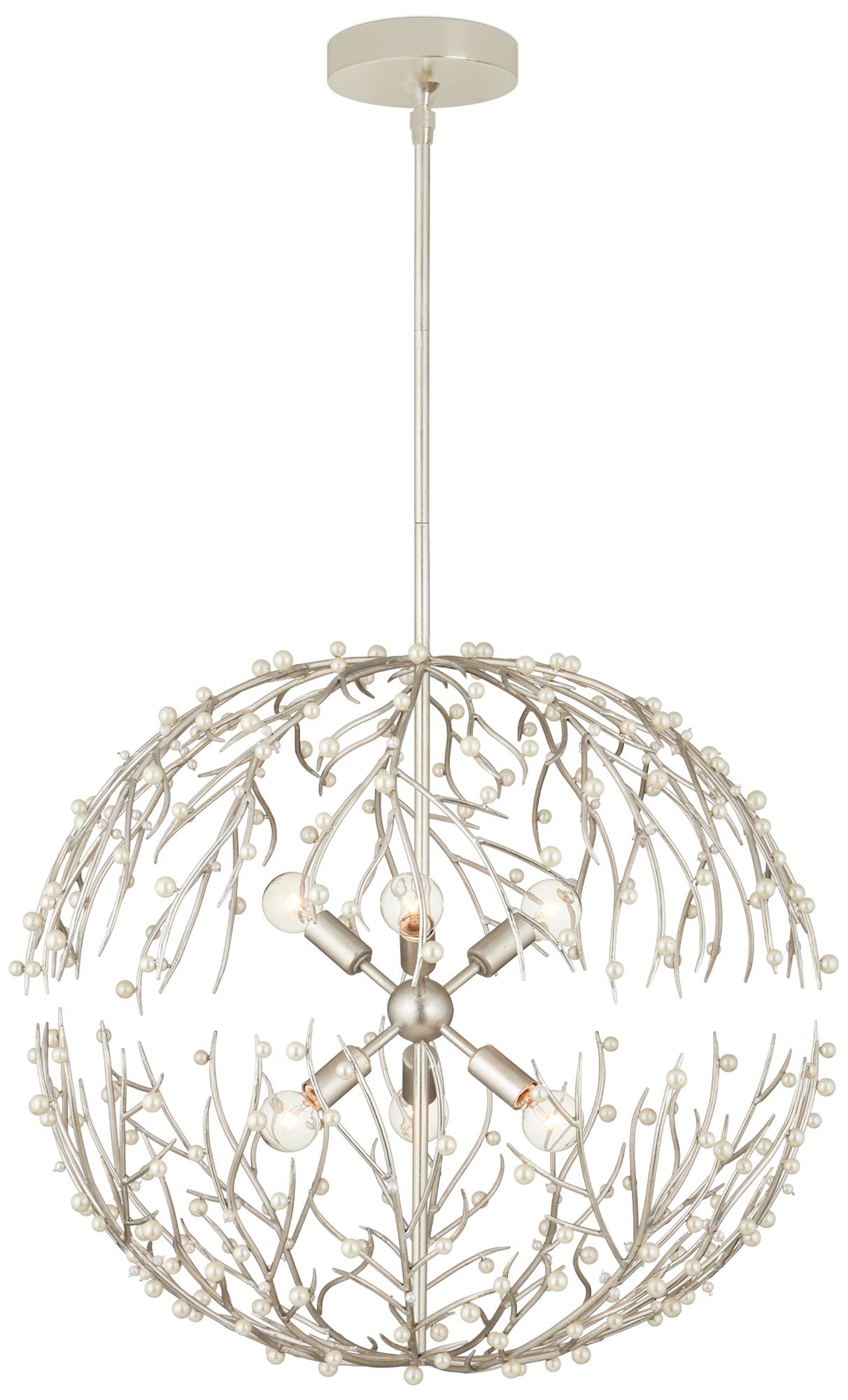 Image 5 Currey & Company 25.5" Shinju Pearl Orb 6-Light Chandelier more views