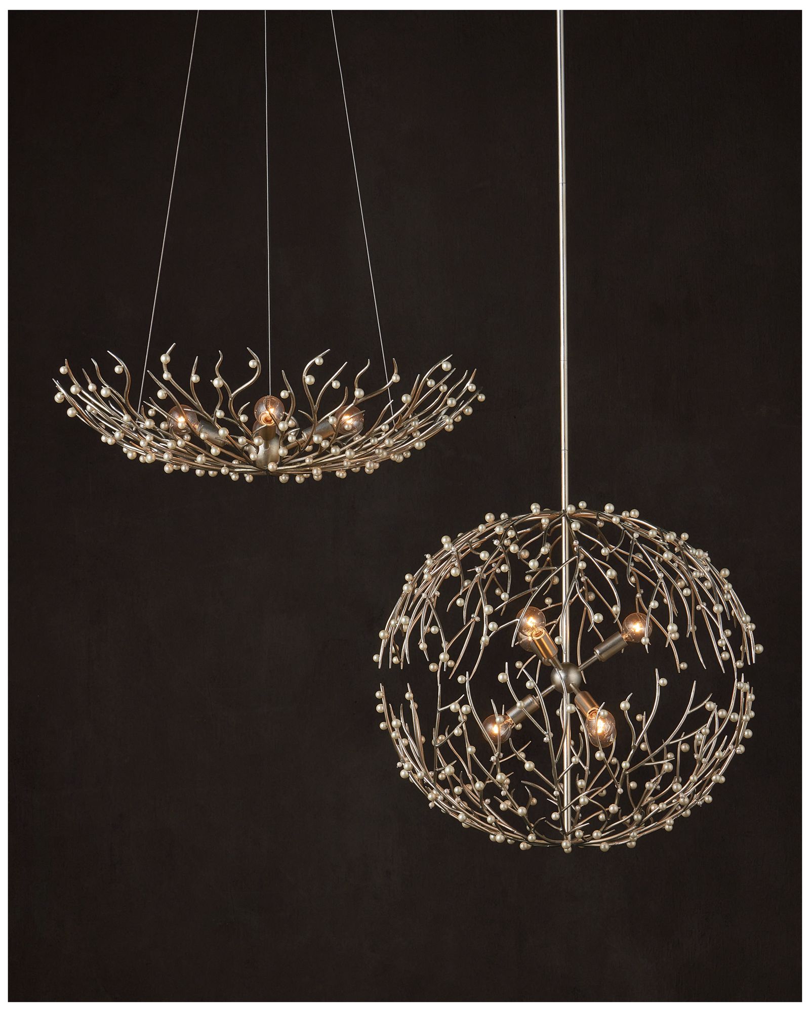 Image 6 Currey & Company 25.5" Shinju Pearl Orb 6-Light Chandelier more views