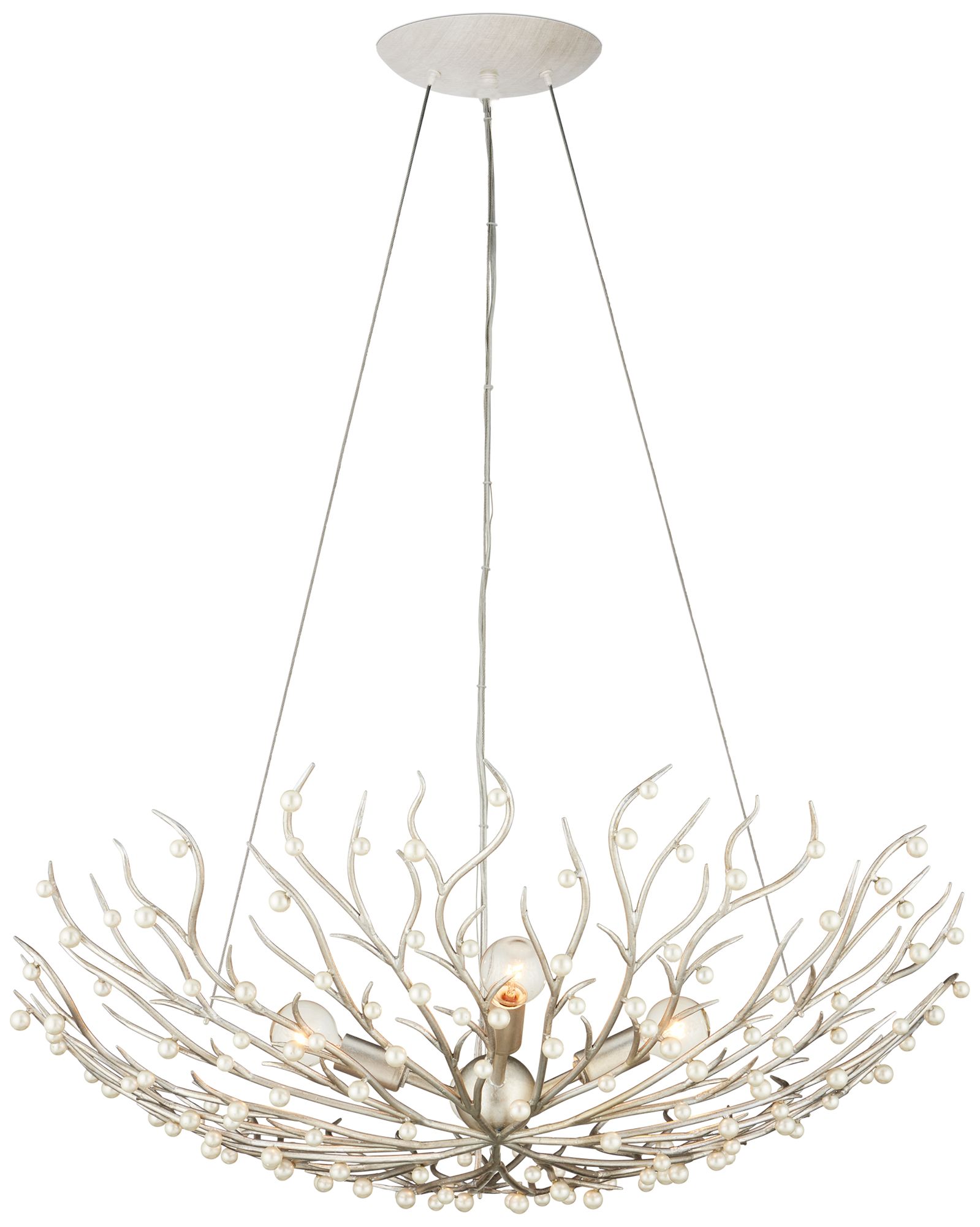 Image 7 Currey & Company 28.5" Shinju Pearl Bowl 4-Light Chandelier more views