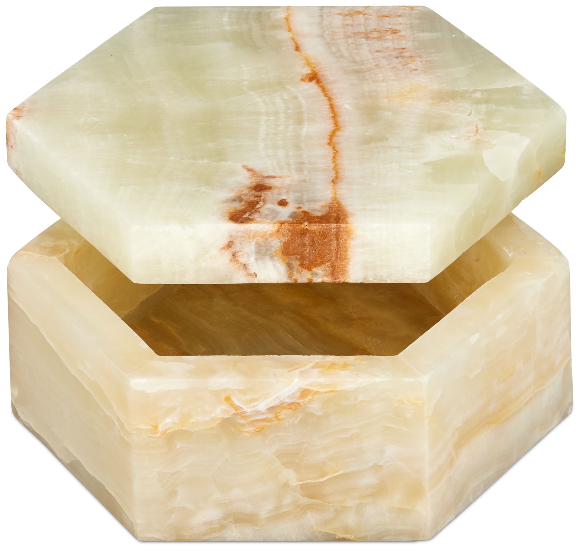 Image 4 Currey & Company 3" Arco Green Onyx Hexagon Box more views