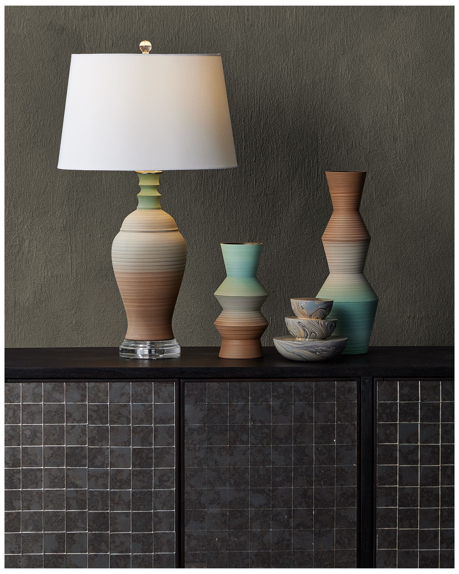 Image 6 Currey & Company 30.25" Happy 80's Brown & Pale Blue Table Lamp more views