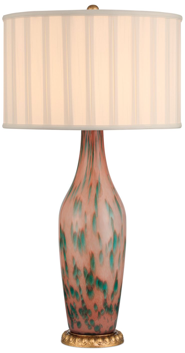 Currey & Company 30" High Pale Pink, Green, Brown, Gold Leaf Table Lamp