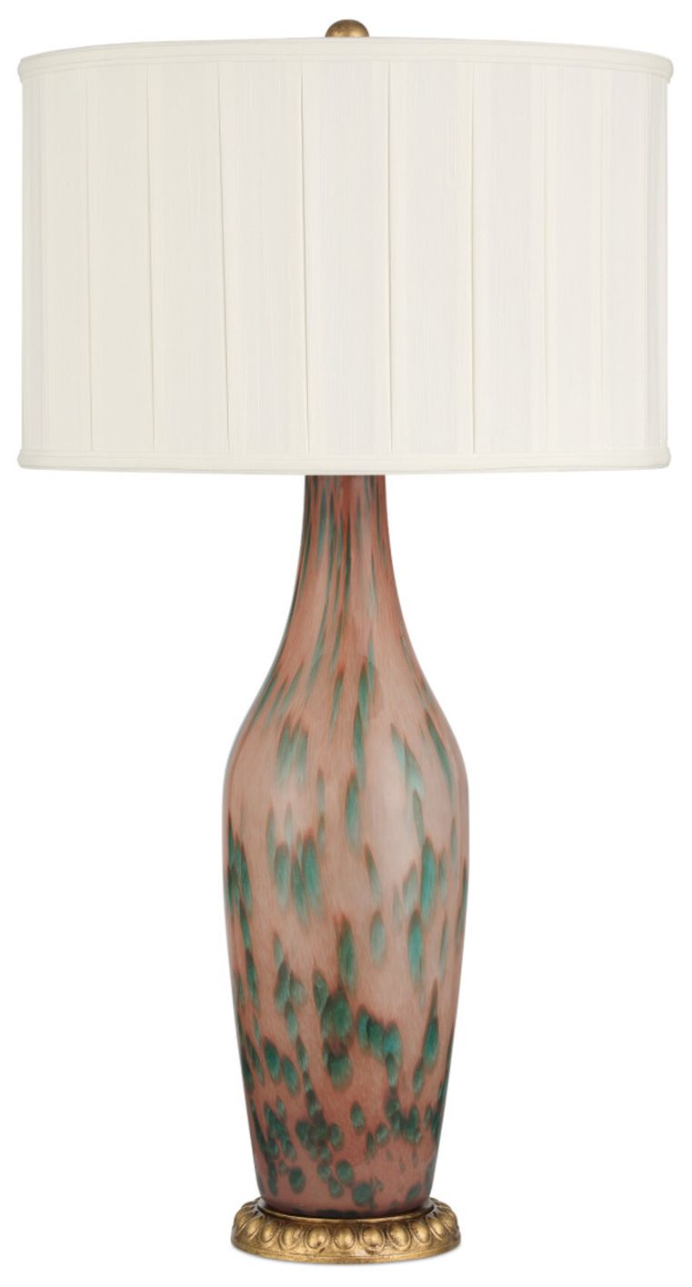 Image 4 Currey & Company 30" High Pale Pink, Green, Brown, Gold Leaf Table Lamp more views