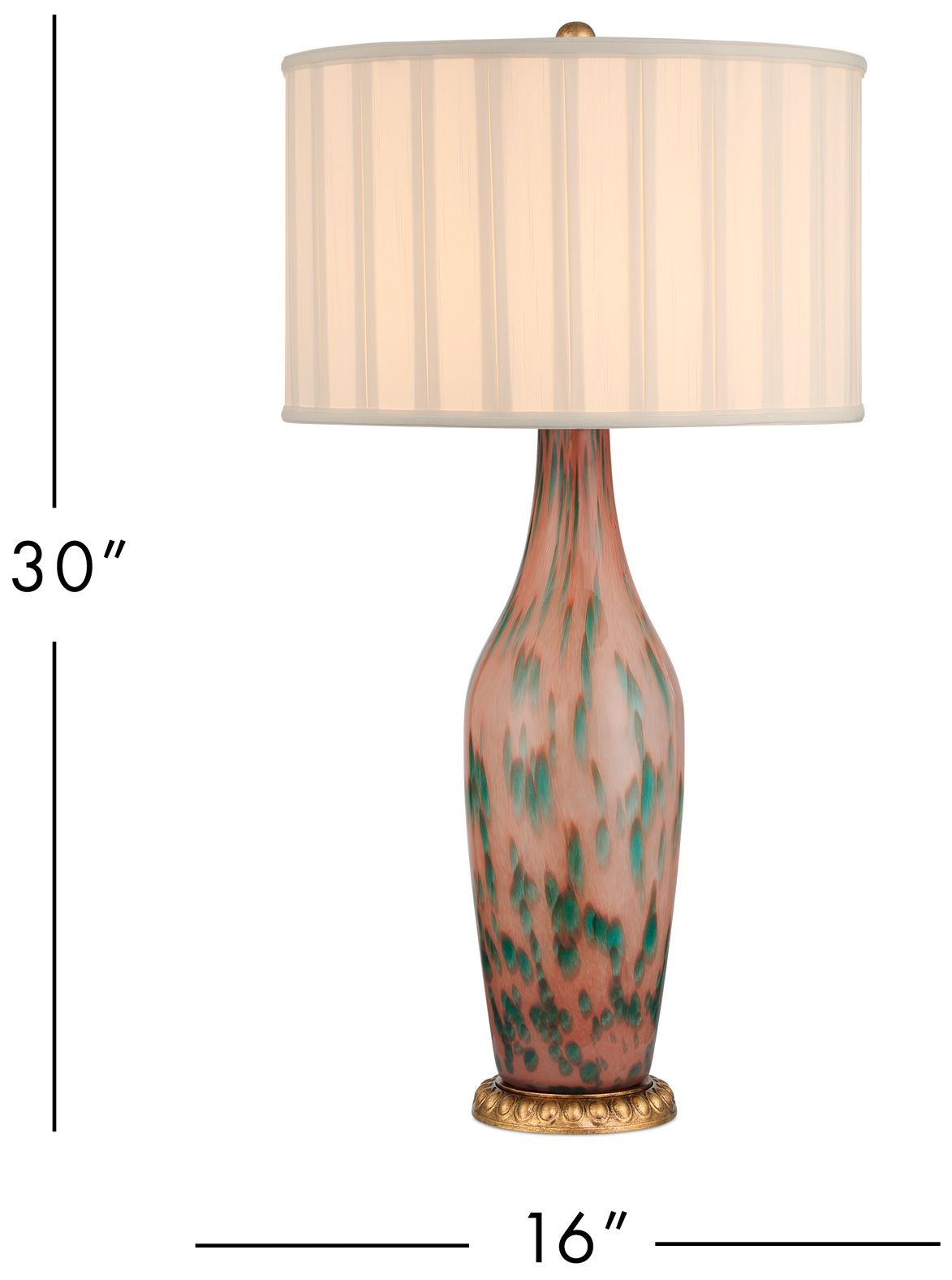 Currey & Company 30" High Pale Pink, Green, Brown, Gold Leaf Table Lamp