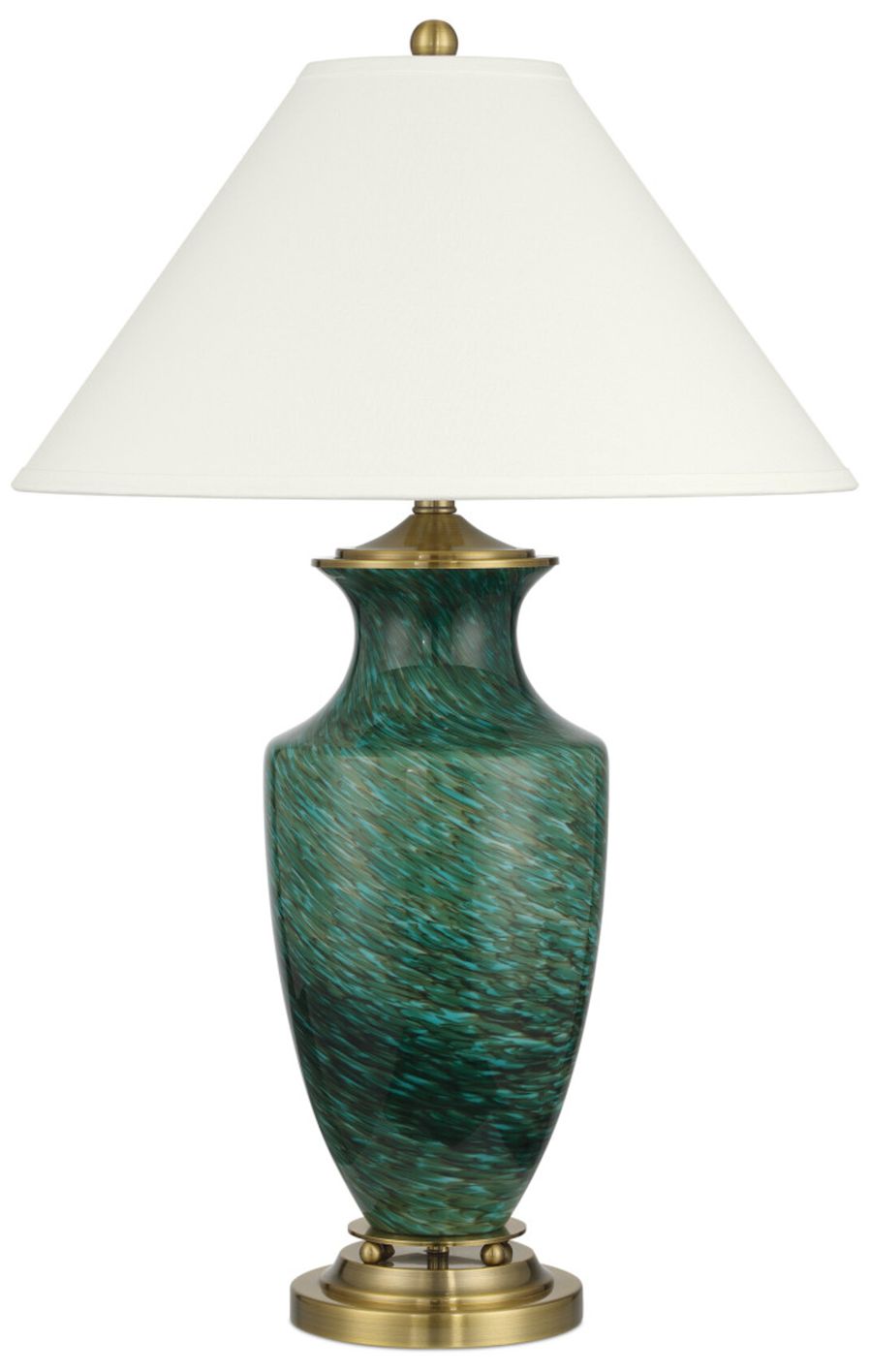 Image 4 Currey & Company 31" High Green, Antique Brass Table Lamp more views