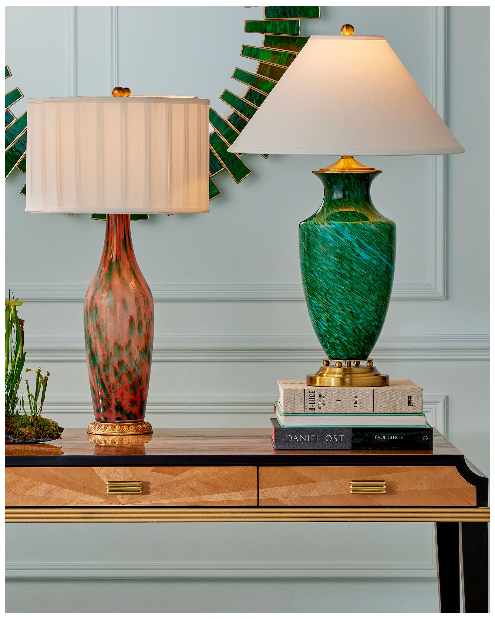 Image 5 Currey & Company 31" High Green, Antique Brass Table Lamp more views