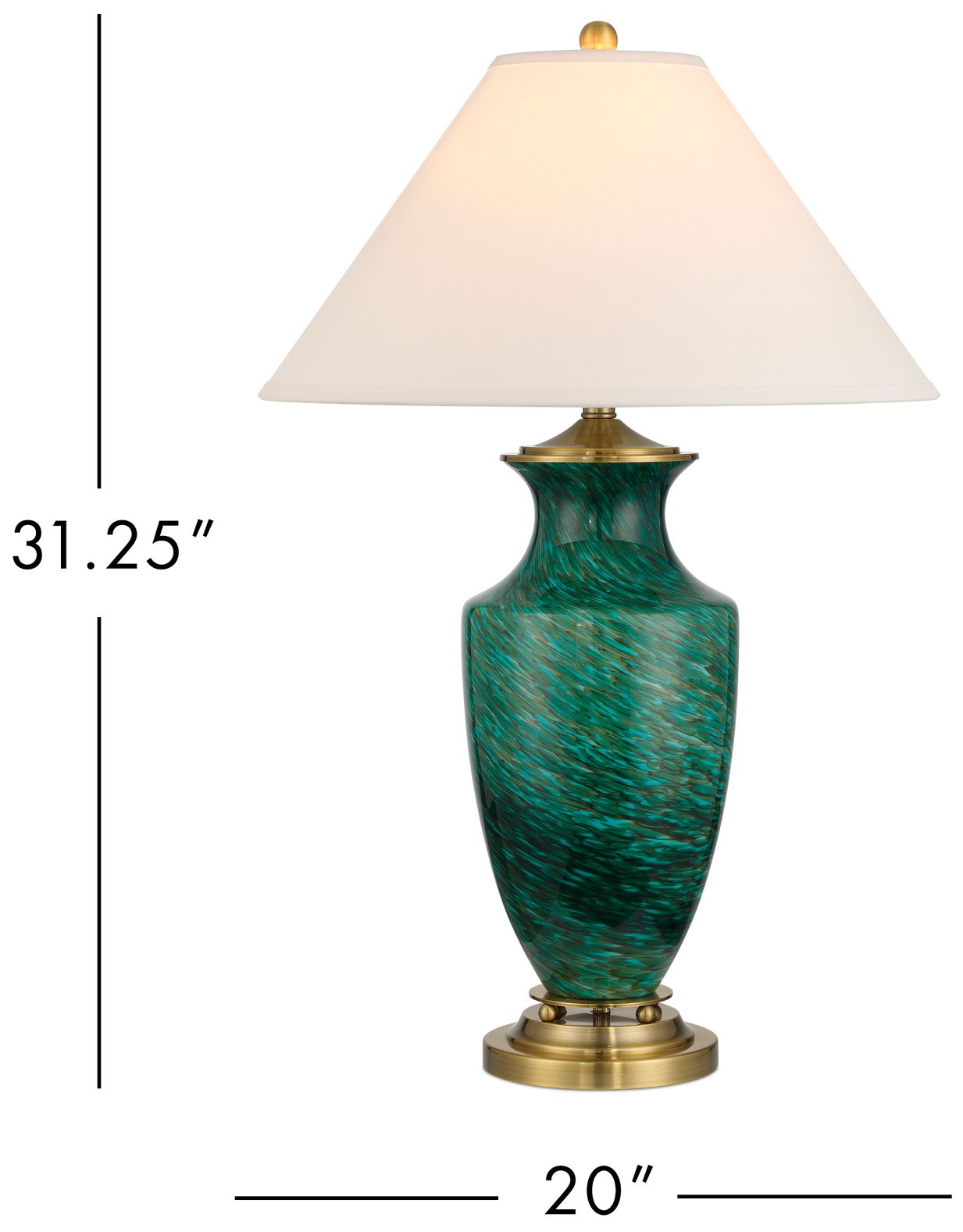 Image 6 Currey & Company 31" High Green, Antique Brass Table Lamp more views