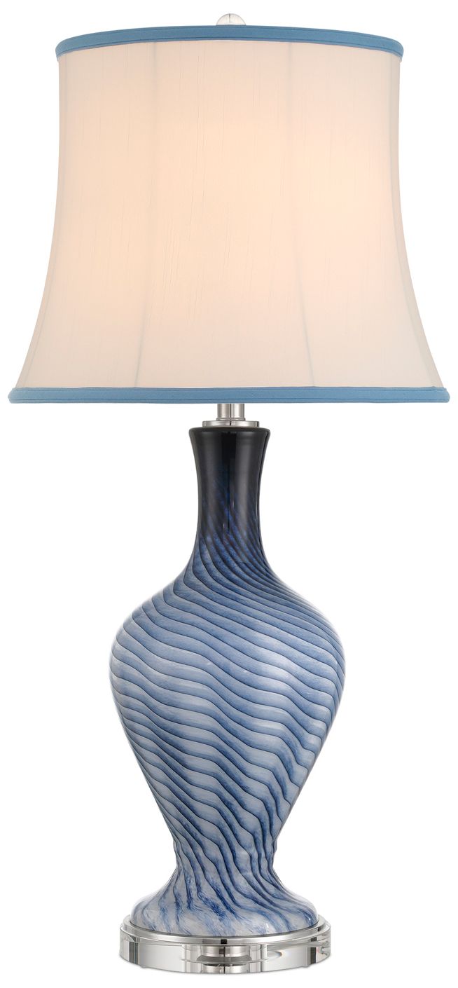 Currey & Company 33" High Gray Blue, Clear Table Lamp