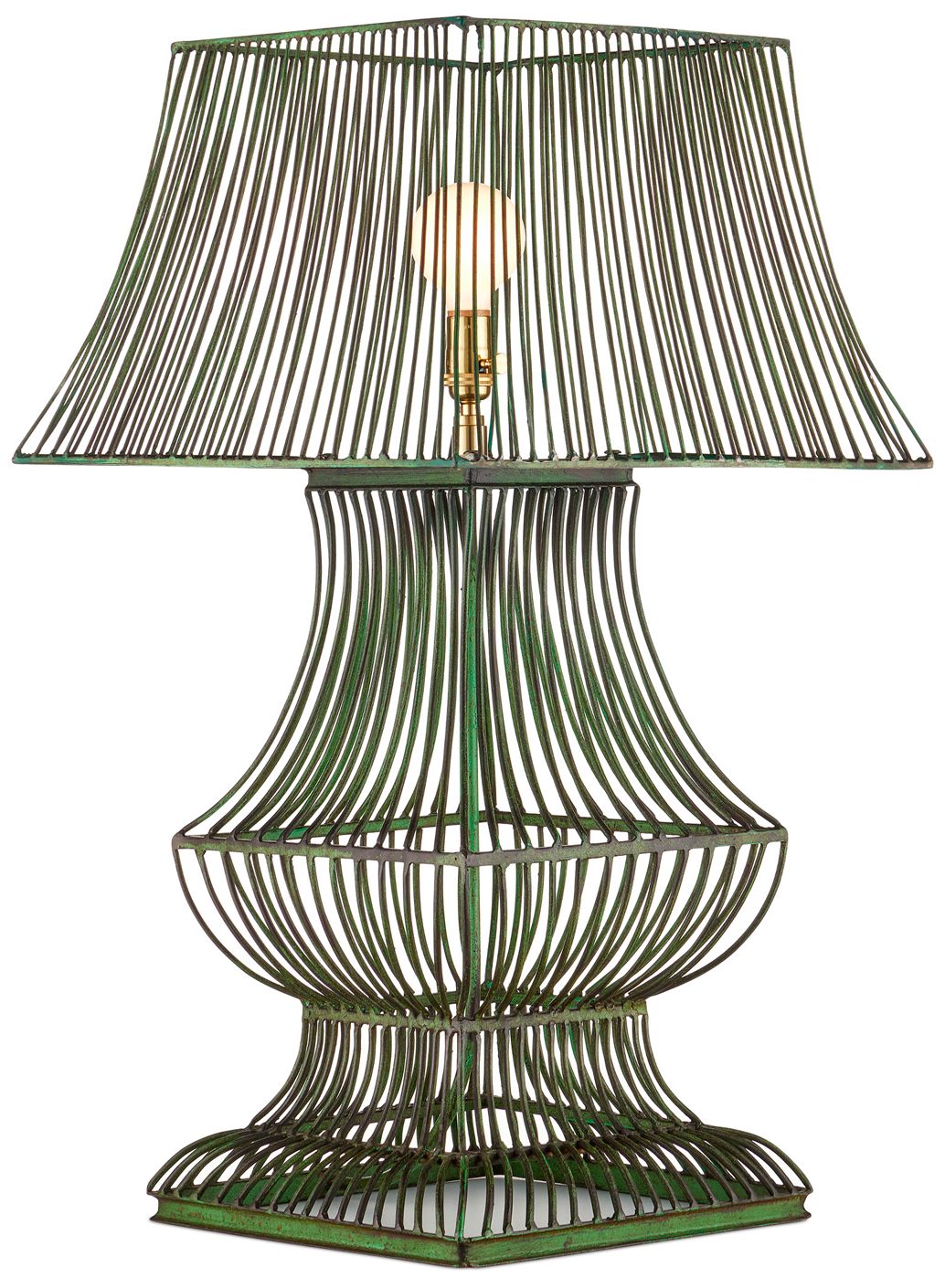 Currey & Company 34" High Distressed Green Table Lamp