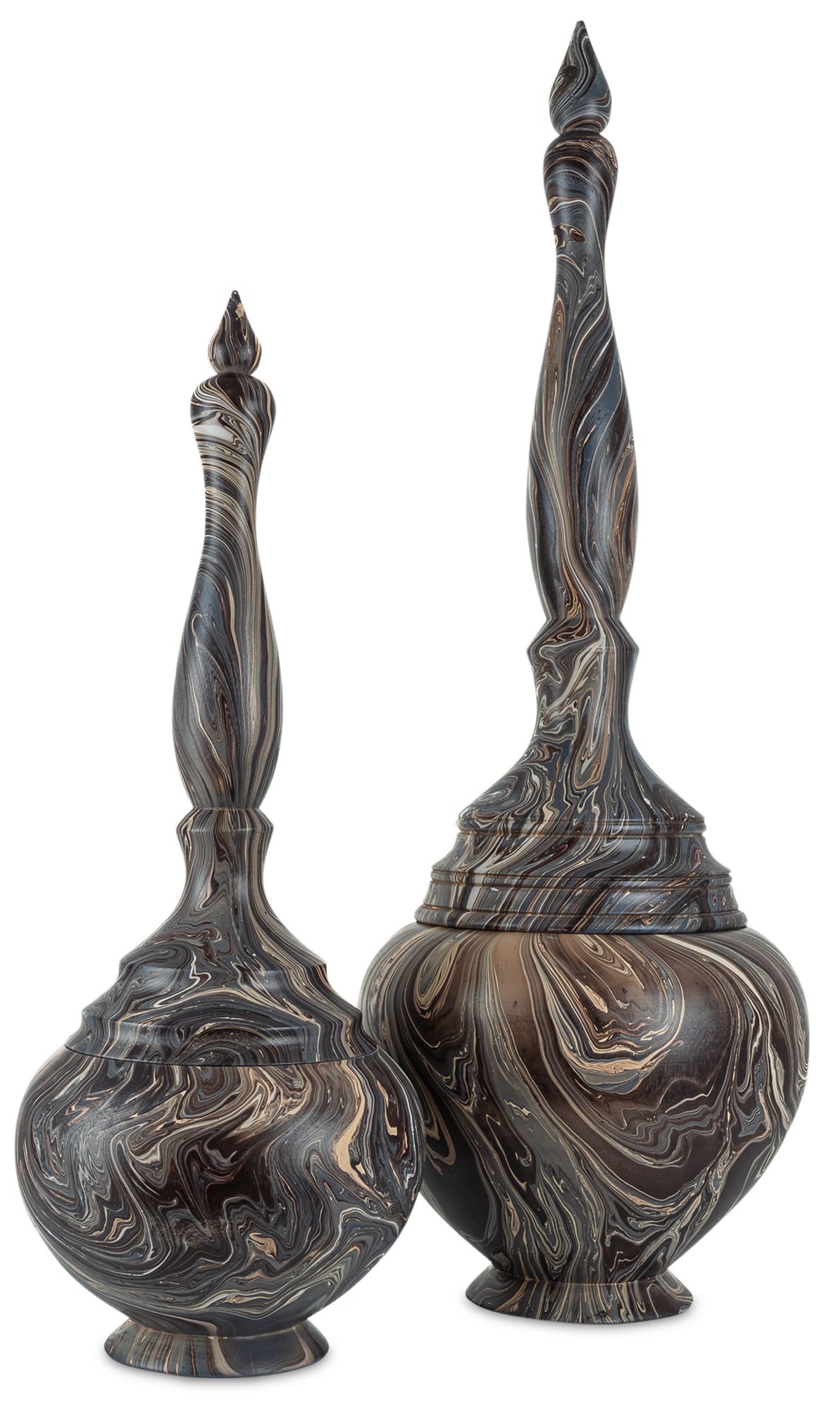 Image 6 Currey & Company 34" Marbleized Tall Turret Box more views