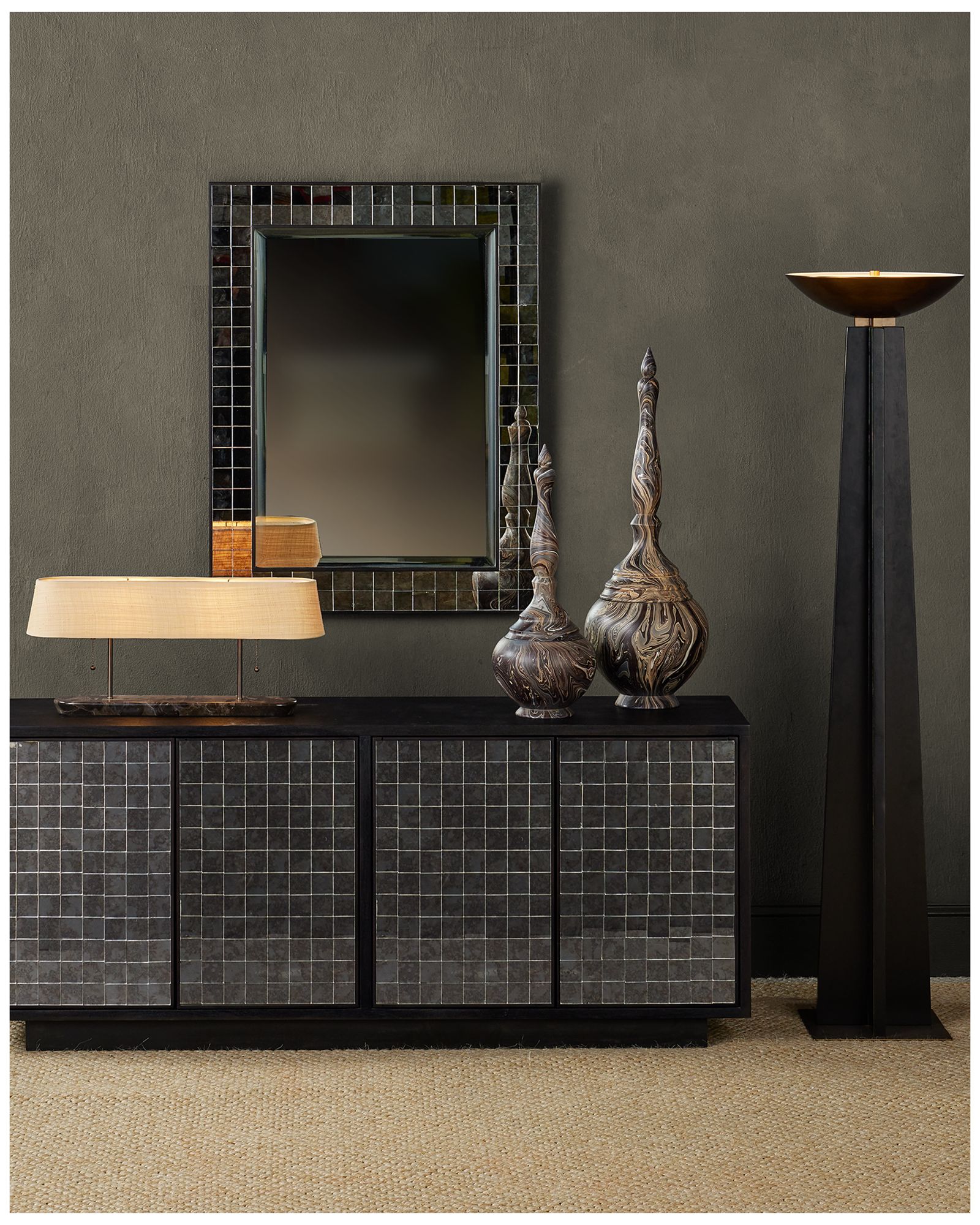 Image 7 Currey & Company 34" Marbleized Tall Turret Box more views