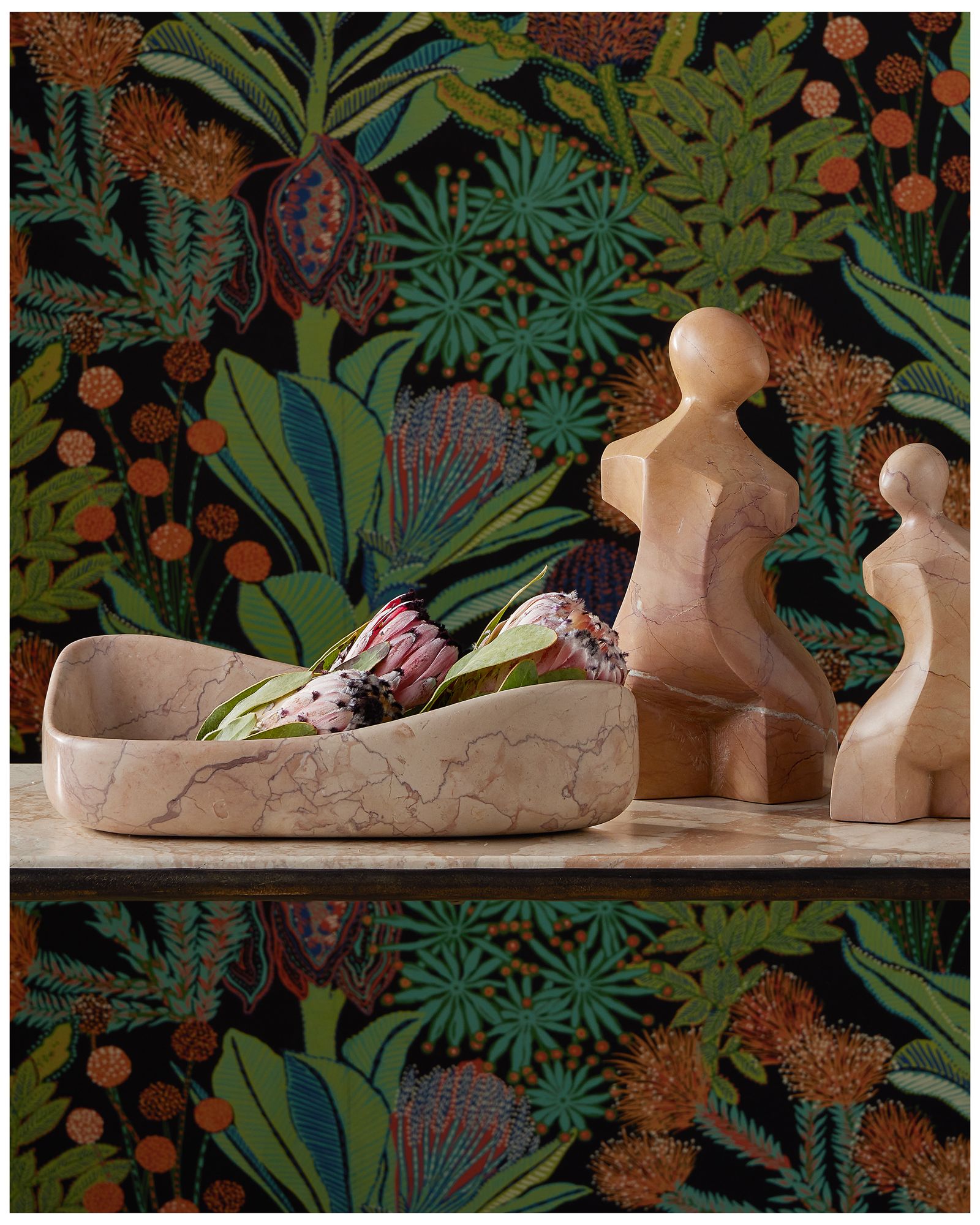 Image 5 Currey & Company 4" x 15" x 8.5" Deaton Rosa Marble Bowl more views