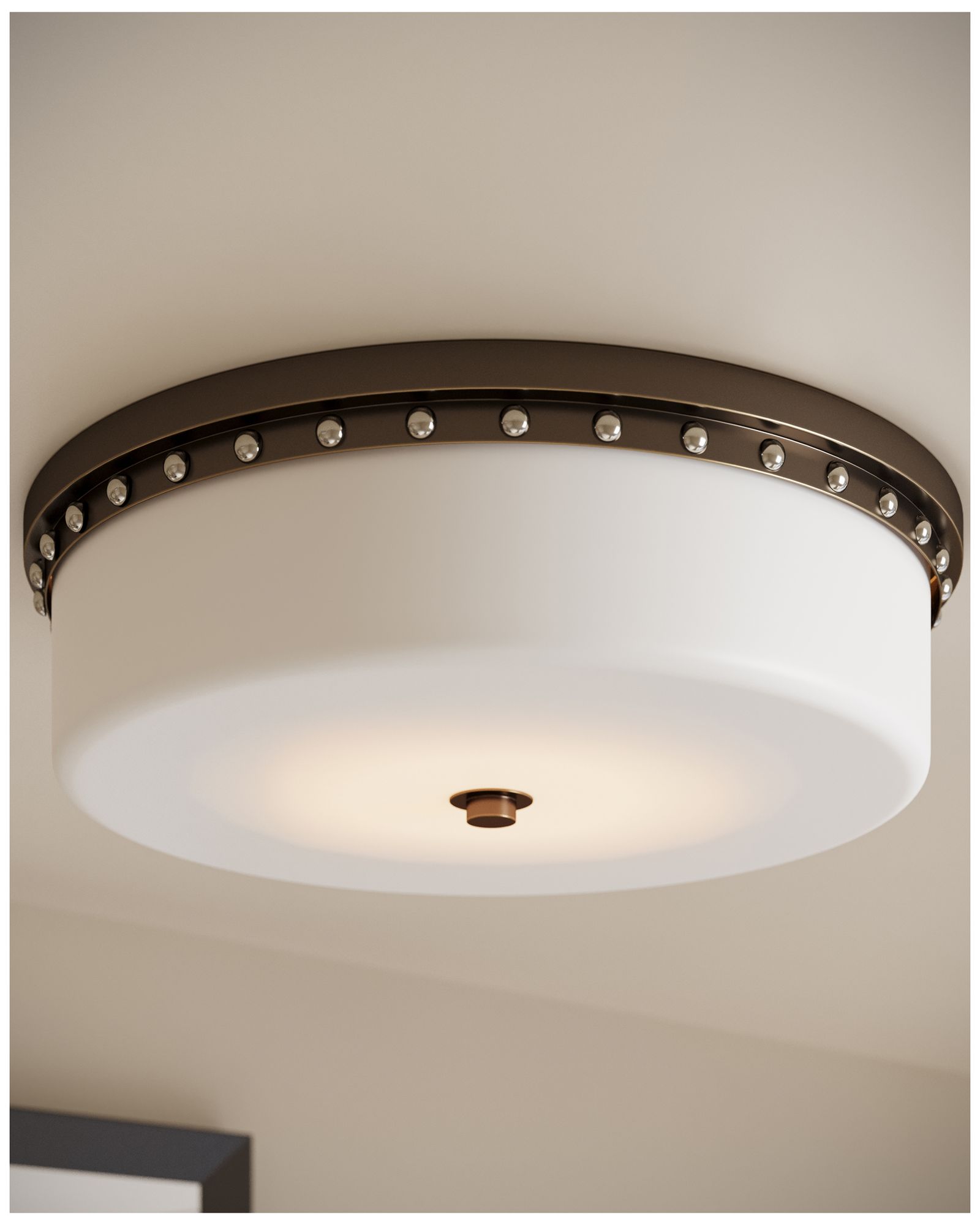 Image 6 Currey & Company 5" x 18" Barnabe Brass 1-Light Flush Mount more views