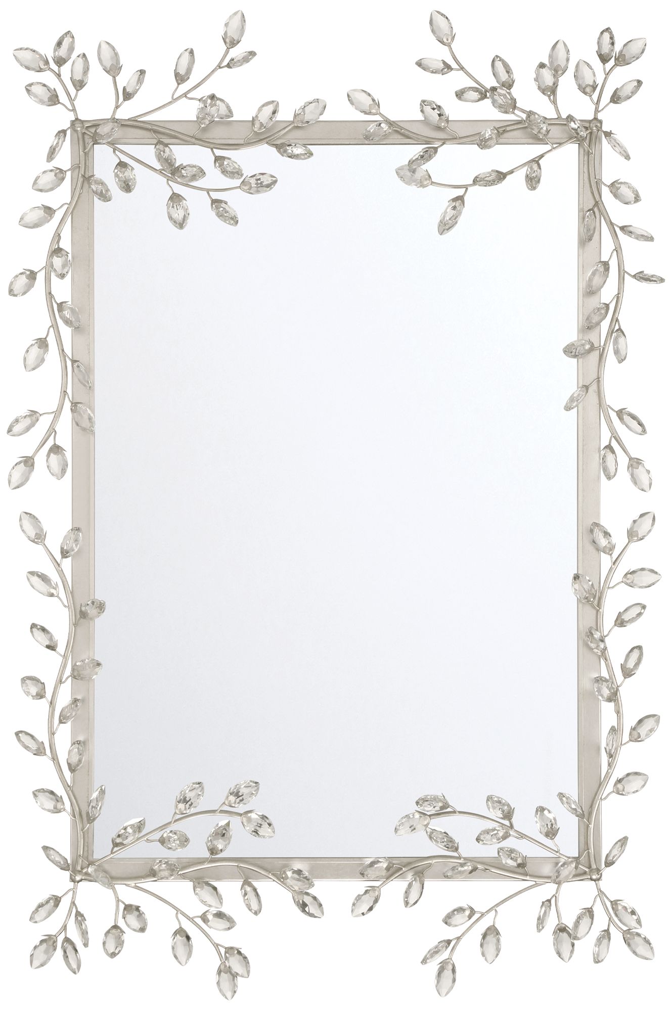 Image 2 Currey & Company 51" x 31.5" x 3"  Forget-Me-Not Silver Rectangular Mirror
