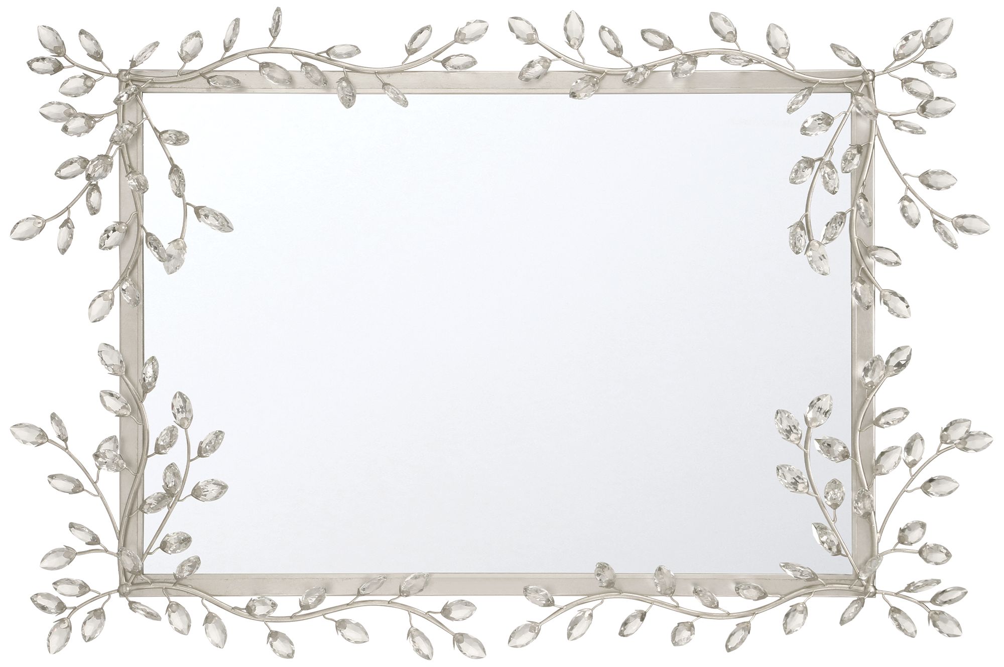 Image 5 Currey & Company 51" x 31.5" x 3"  Forget-Me-Not Silver Rectangular Mirror more views