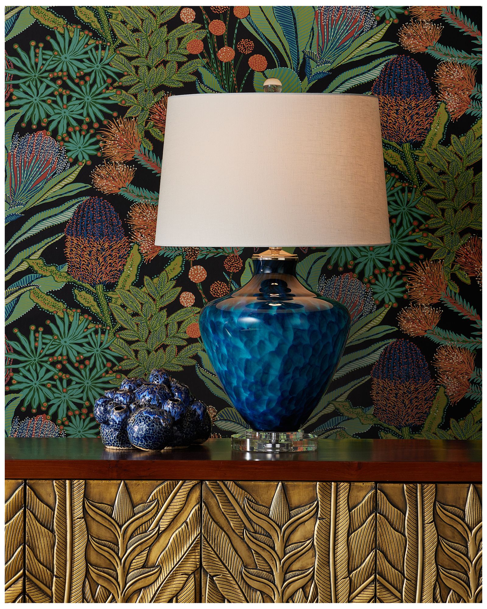 Image 6 Currey & Company 6.75" x 7.5" x 10" Sulawasi Blue Shells more views