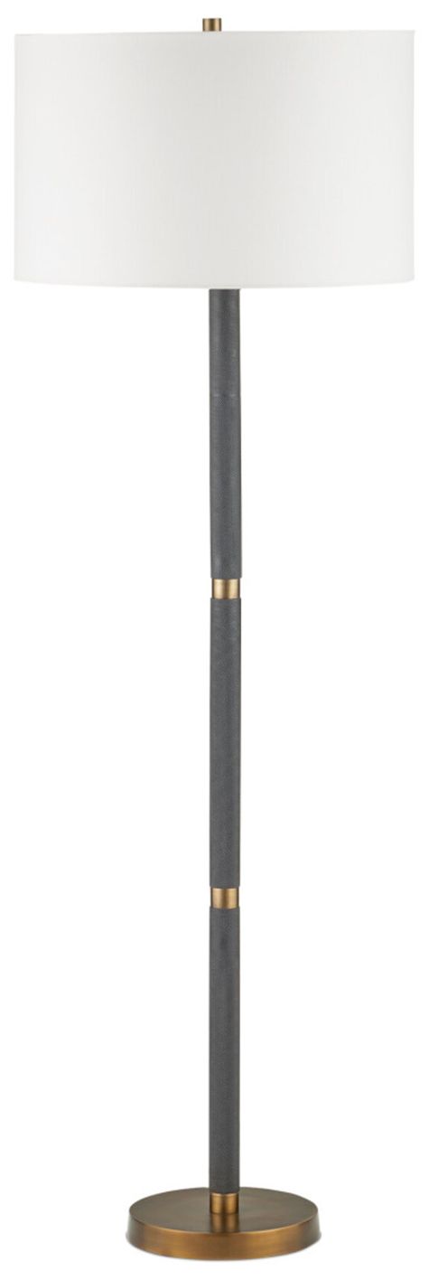 Image 5 Currey & Company 62" High Brass Antique, Matte Black Floor Lamp more views
