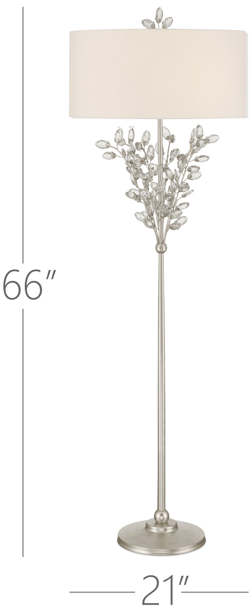 Currey & Company 66" x 21" Forget-Me-Not Silver Floor Lamp