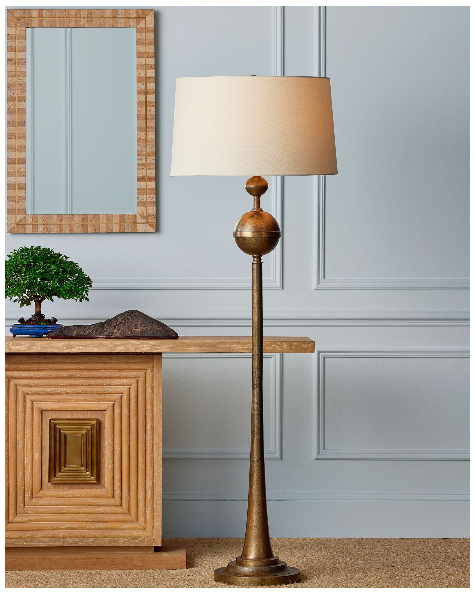 Image 6 Currey & Company 73" High Antique Brass Floor Lamp more views