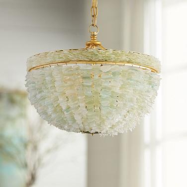 Currey & Company Bayou 19" Wide Gold Seaglass Pendant Light