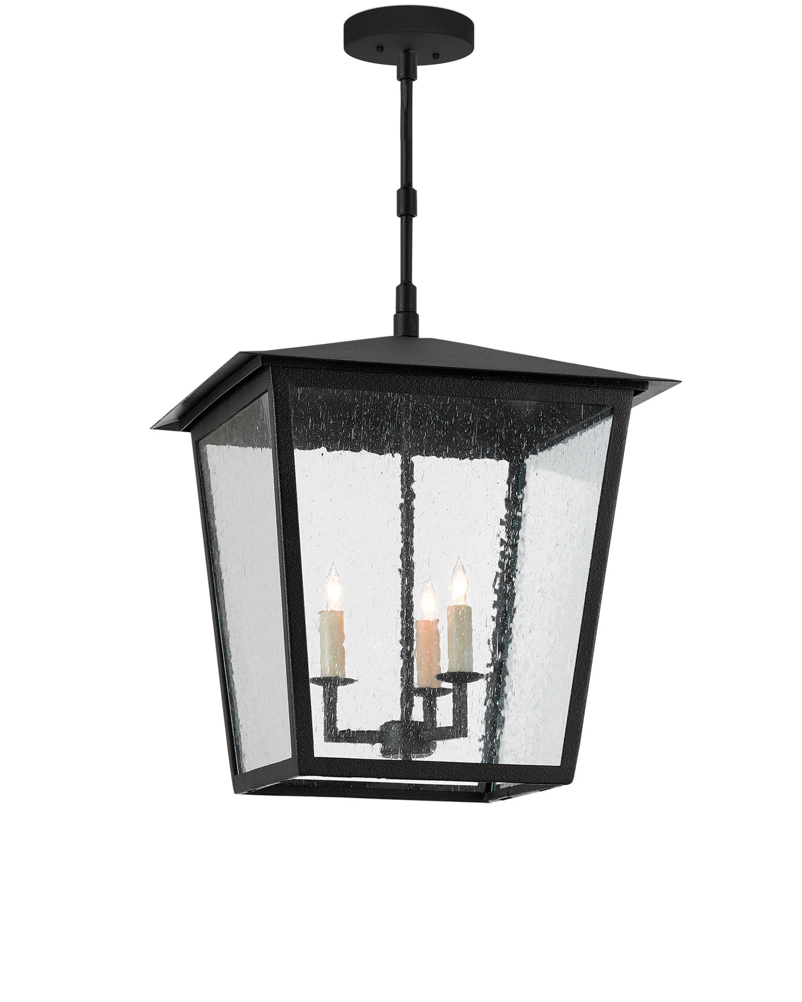 Image 3 Currey & Company Bening 16.75" Black Outdoor Hanging Lantern more views