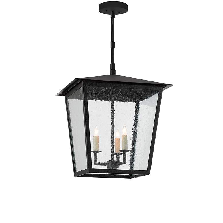 Image 3 Currey & Company Bening 16.75" Black Outdoor Hanging Lantern more views