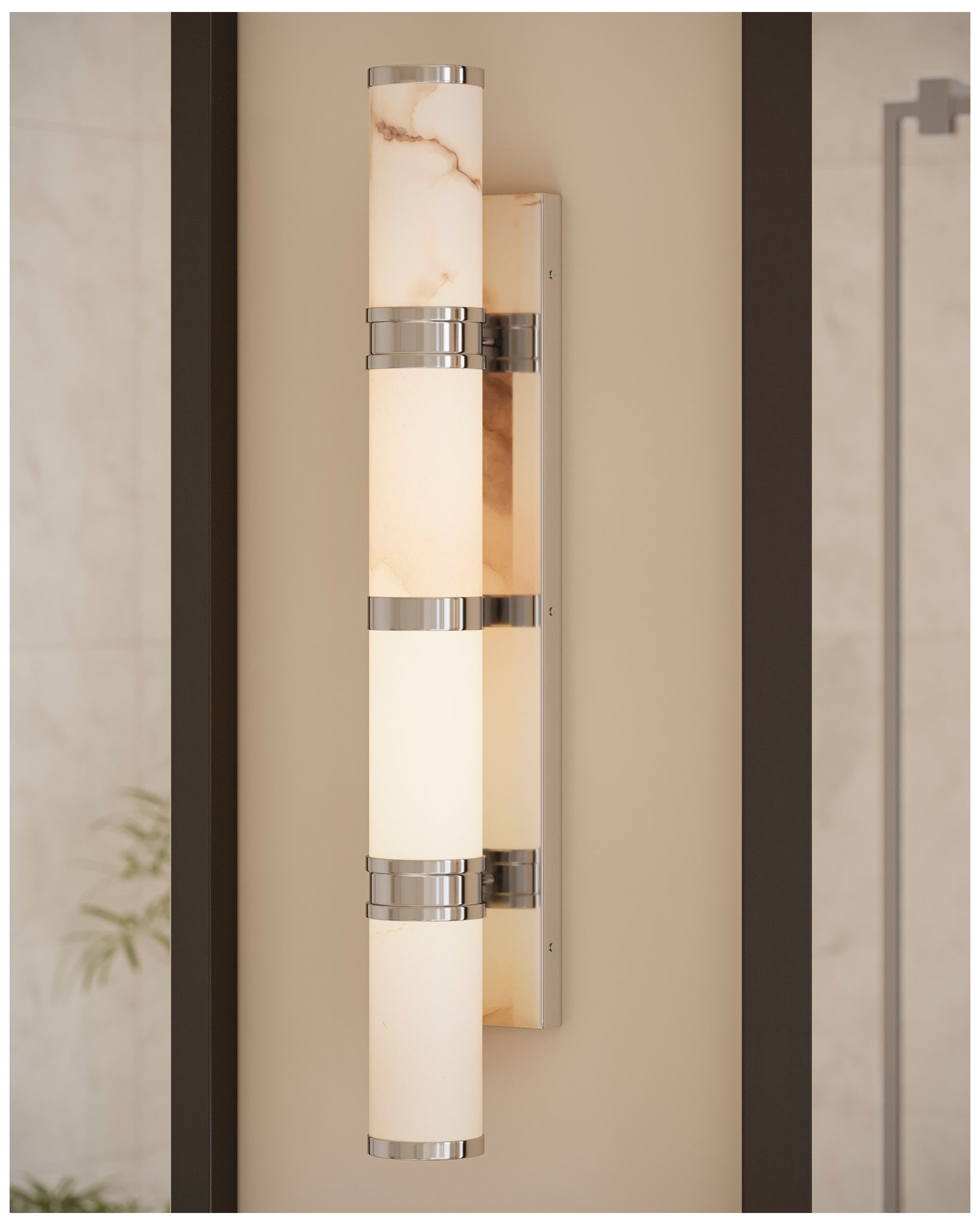 Image 5 Currey & Company Brenham 4.5" High Nickel Large LED Wall Sconce more views
