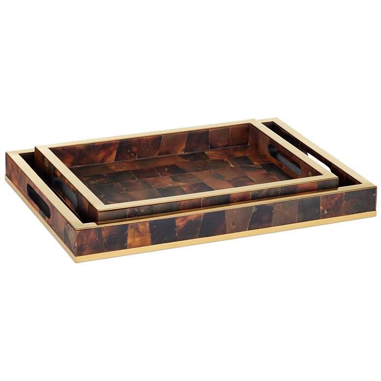 Image 1 Currey & Company Casey Brown Tray Set of 2